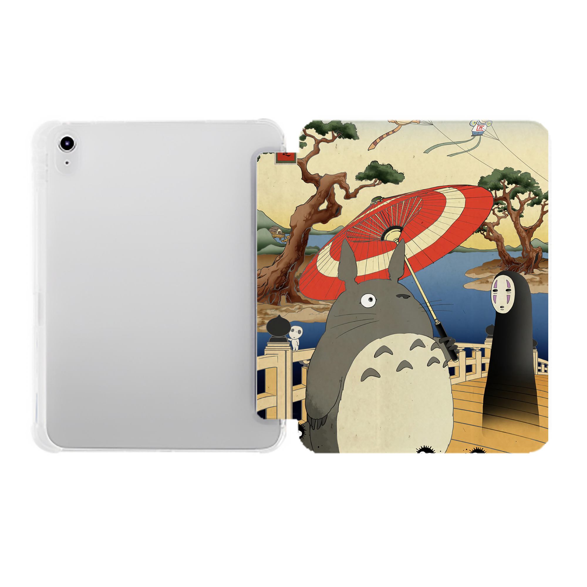 （画像用） となりのトトロ 草壁メイ 草壁サツキ My Neighbor Totoro Satsuki Kusakabe Mei Kusakabe IPad ケース ペン収納付き 三つ折りスタンド PUレザー×シリコン 対応機種9.5/10.5/10.9インチ